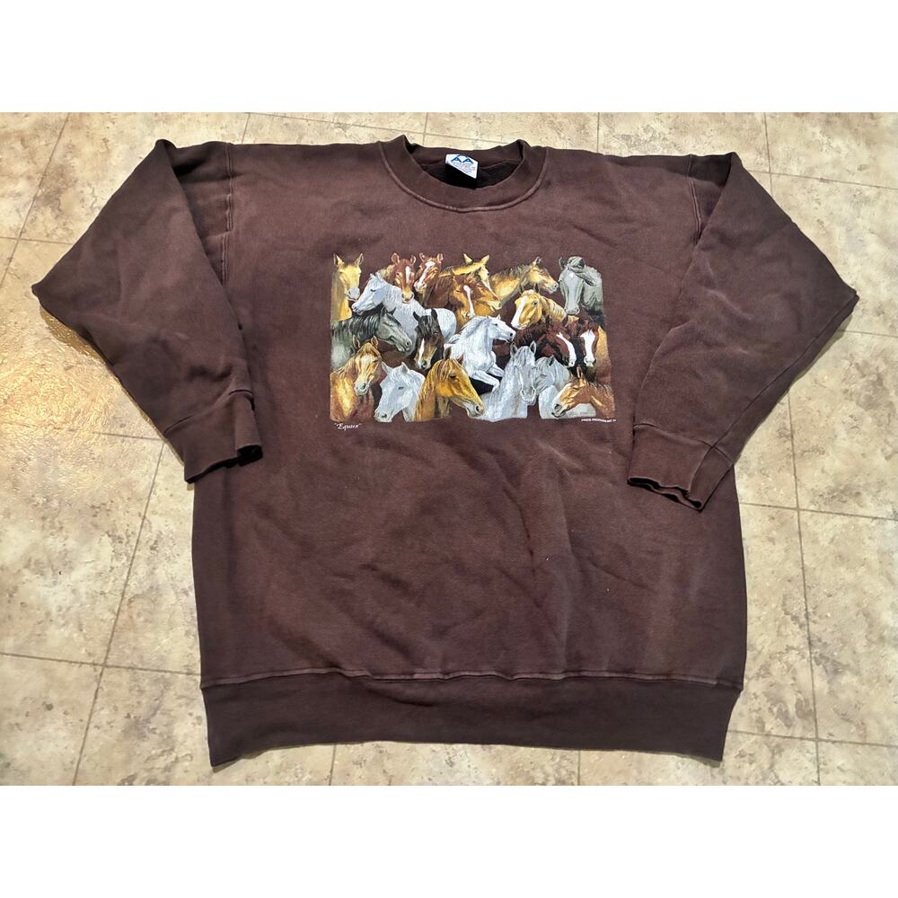 Vintage Brown Horse Graphic Sweatshirt Large AAA All Style Apparel